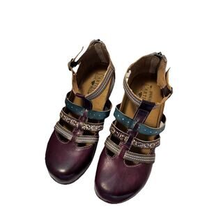 L’Artiste Spring Step Leather Closed Toe Shoes Womens Straps Zip Back Size 6.5